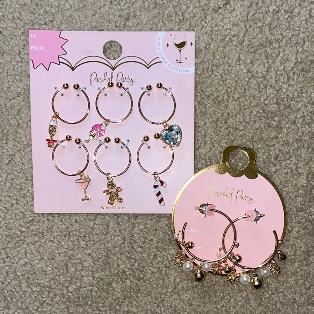 Packed Party Christmas Earrings & Wine Charms